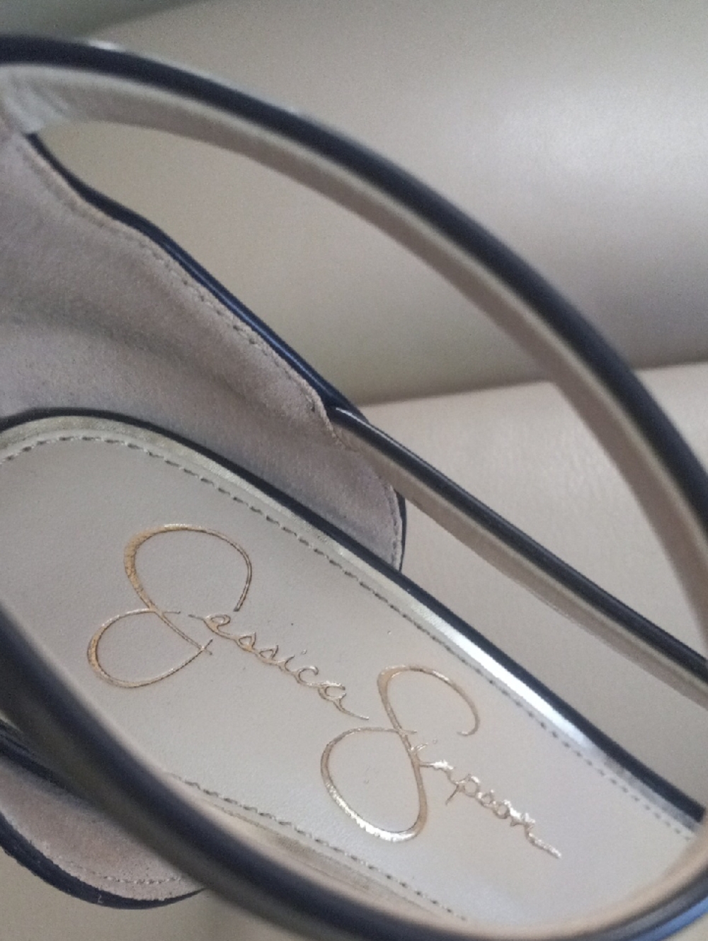 Jessica Simpson Navy Patent Pointed-Toe Ankle-Strap Heels - Picture 3 of 17